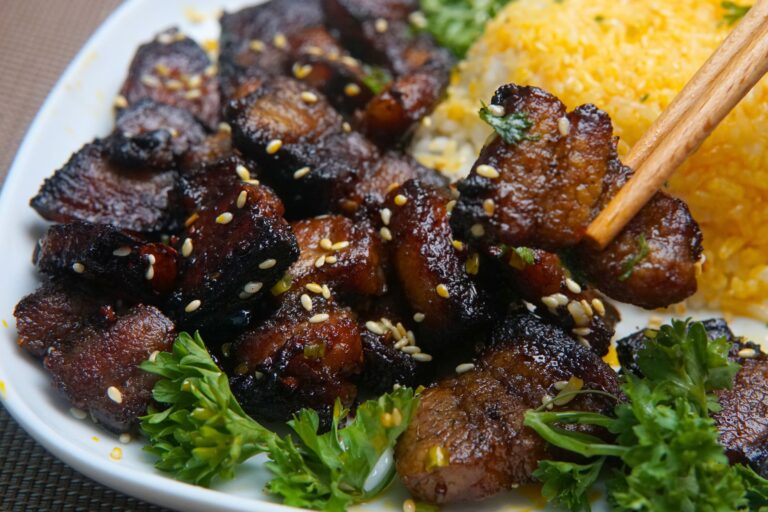 air fryer honey garlic pork belly bites